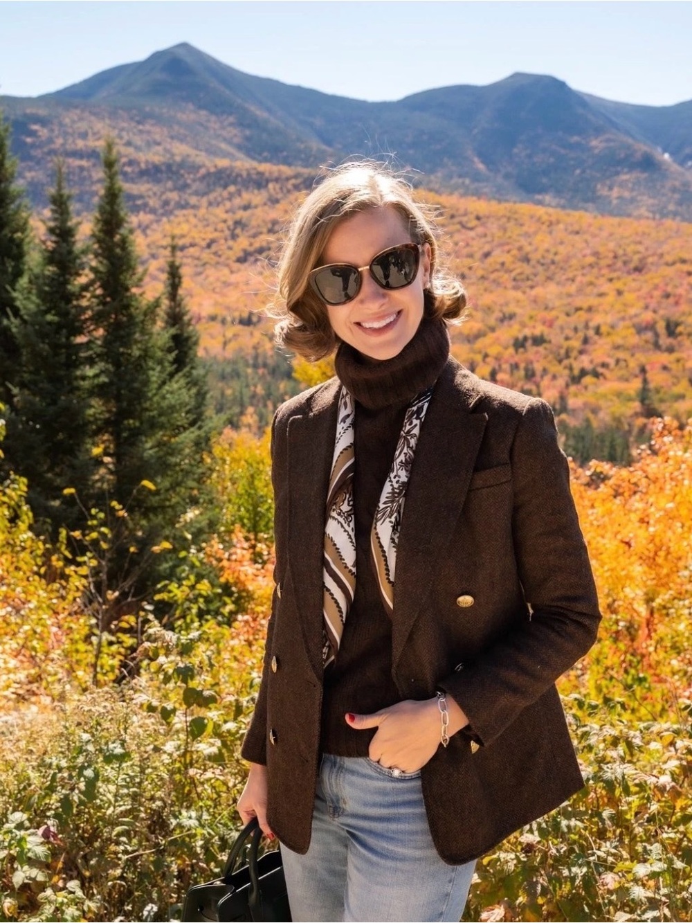 J.Crew Bristol Blazer Chocolate Umber Herringbone Wool Double-Breasted size 6 - Picture 3 of 15